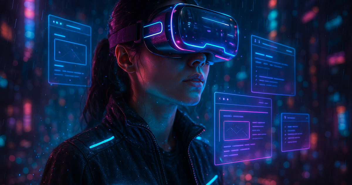 Girl in vr headset watch website